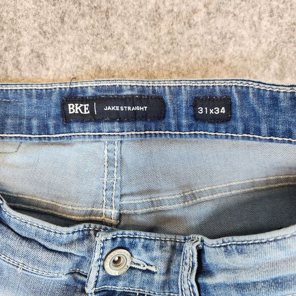 BKE Buckle Jake Straight Leg Jeans Men 30x31 Blue Stretch Denim Embroidered - Picture 5 of 11